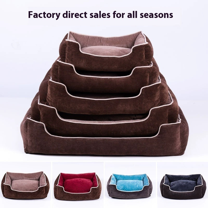 HKM-8966205 Velvet Pet Bed House for Small to Extra Large Dogs and Cats in Khaki, Wine Red, Dark Blue