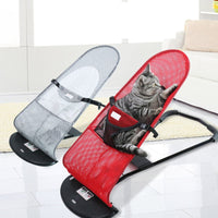HKM-8966589 Adjustable Folding Pet Bed Rocking Chair in Plush Cloth, Play-Resistant & Breathable Design