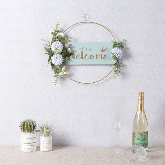 HKM-896659 Decorative Floral Garland Wreath for Window and Wall - Green, Pink, and White Options Available