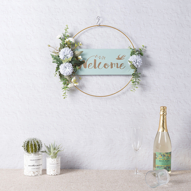 HKM-896659 Decorative Floral Garland Wreath for Window and Wall - Green, Pink, and White Options Available