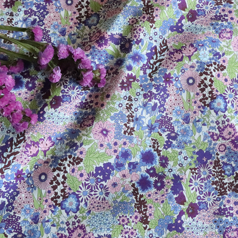 HKM-896723 CIARA Purple Floral Cotton Poplin Fabric, 1M x 1.45M, 100% Cotton
