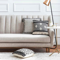 HKM-897107 Cotton Knitting Tassel Stripe Pillow Cover for Bedroom Decor - 50×30cm, 44×44cm, 39×39cm