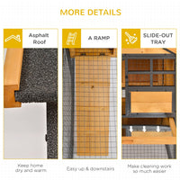 HKM-8971581 2-Level Outdoor Rabbit Hutch with Weatherproof Roof, Removable Tray, and Ramp