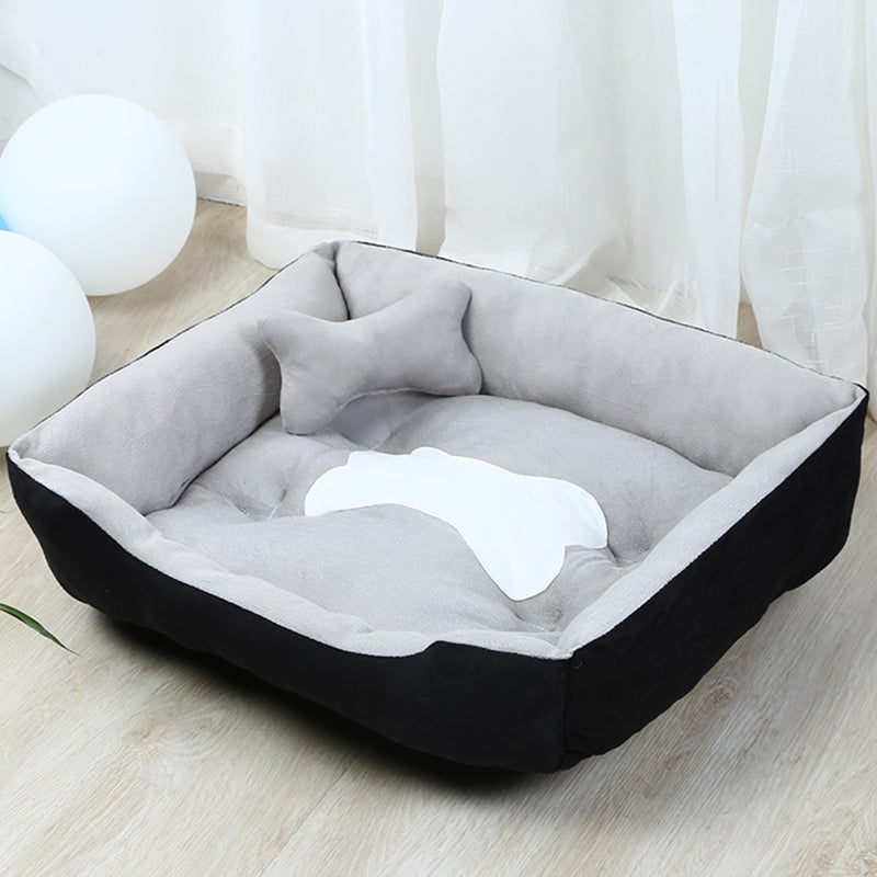 HKM-8971965 Large Dog Teddy Kennel - Cozy Cloth Bed in Grey and Brown, Multiple Sizes Available