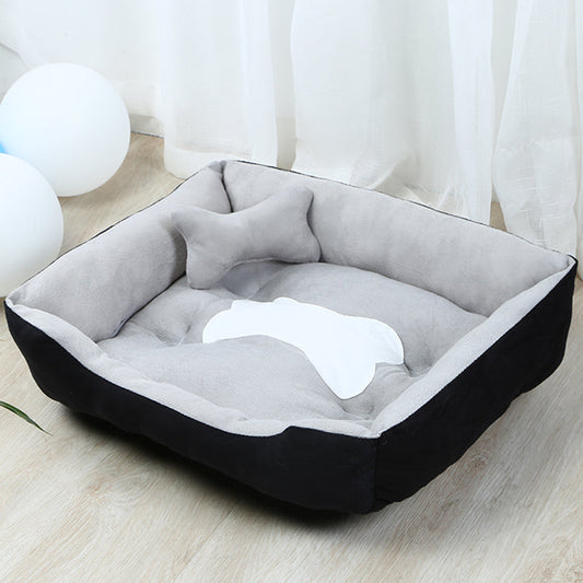 HKM-8971965 Large Dog Teddy Kennel - Cozy Cloth Bed in Grey and Brown, Multiple Sizes Available