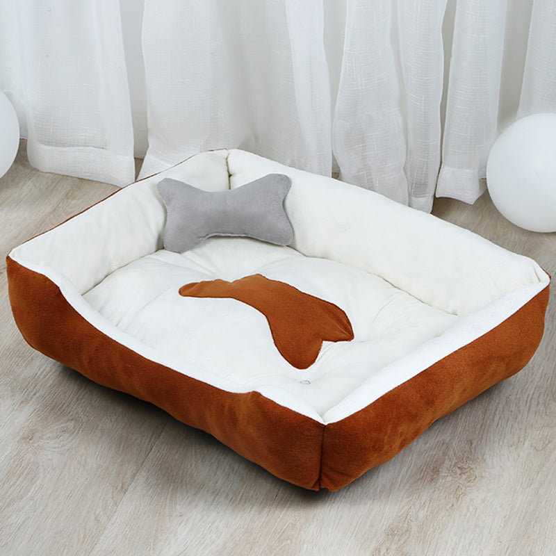 HKM-8971965 Large Dog Teddy Kennel - Cozy Cloth Bed in Grey and Brown, Multiple Sizes Available