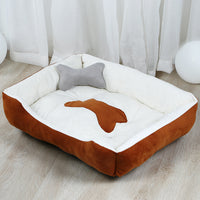 HKM-8971965 Large Dog Teddy Kennel - Cozy Cloth Bed in Grey and Brown, Multiple Sizes Available