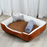 HKM-8971965 Large Dog Teddy Kennel - Cozy Cloth Bed in Grey and Brown, Multiple Sizes Available