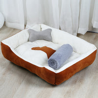 HKM-8971965 Large Dog Teddy Kennel - Cozy Cloth Bed in Grey and Brown, Multiple Sizes Available