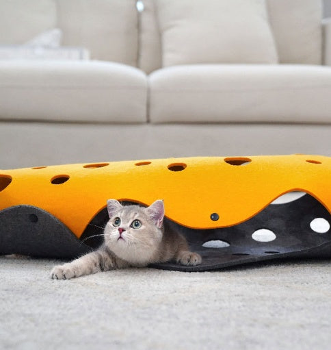 HKM-8972989 Folding Cat Tunnel with Soft Felt Material and Easy Assembly for Cats 93x22x22cm