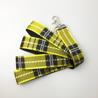 HKM-8973501 Casual Check Pattern Dog Collar and Leash Set in Red, Yellow, and Silver Lattice Designs