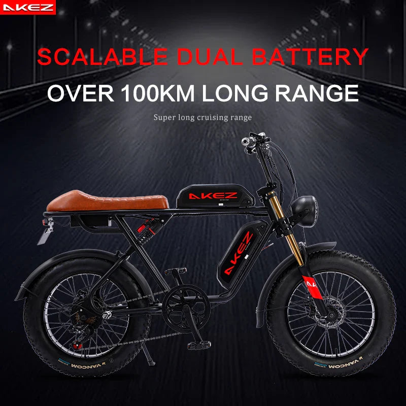 HKM-897363 48V 750W Off-Road Electric Bike with 20" Fat Tires, 7-Speed Gear System, and Hydraulic Disc Brakes
