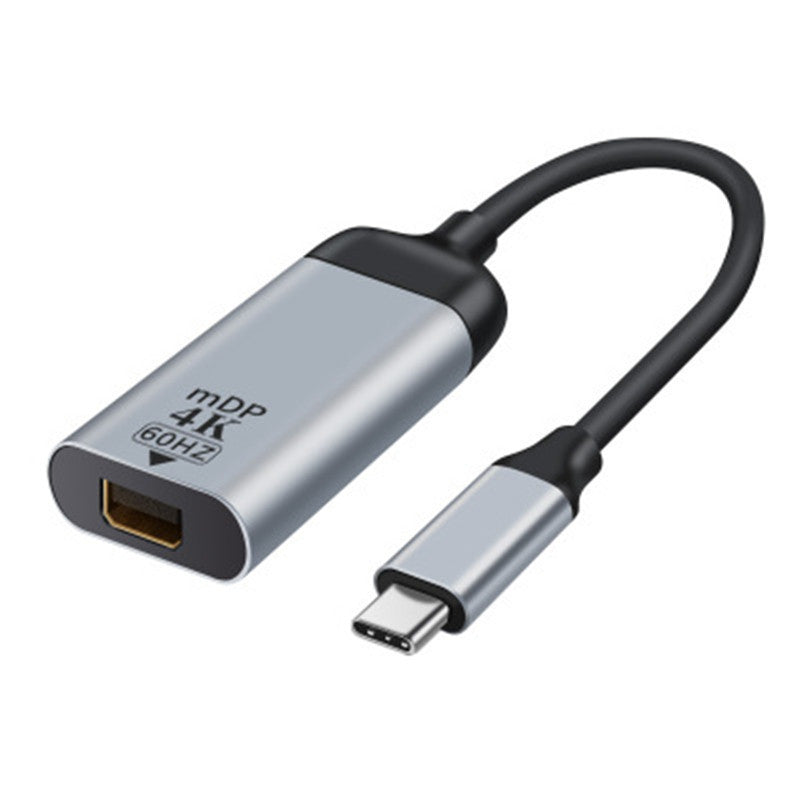 HKM-897427 4K HDMI Male to Type-C Female Adapter – Silver Grey Metal Hub