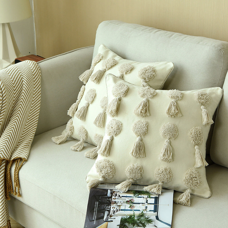 HKM-897427 Tufted National Style Cushion Cover, Blended Fabric, 45x45cm & 50x50cm Options
