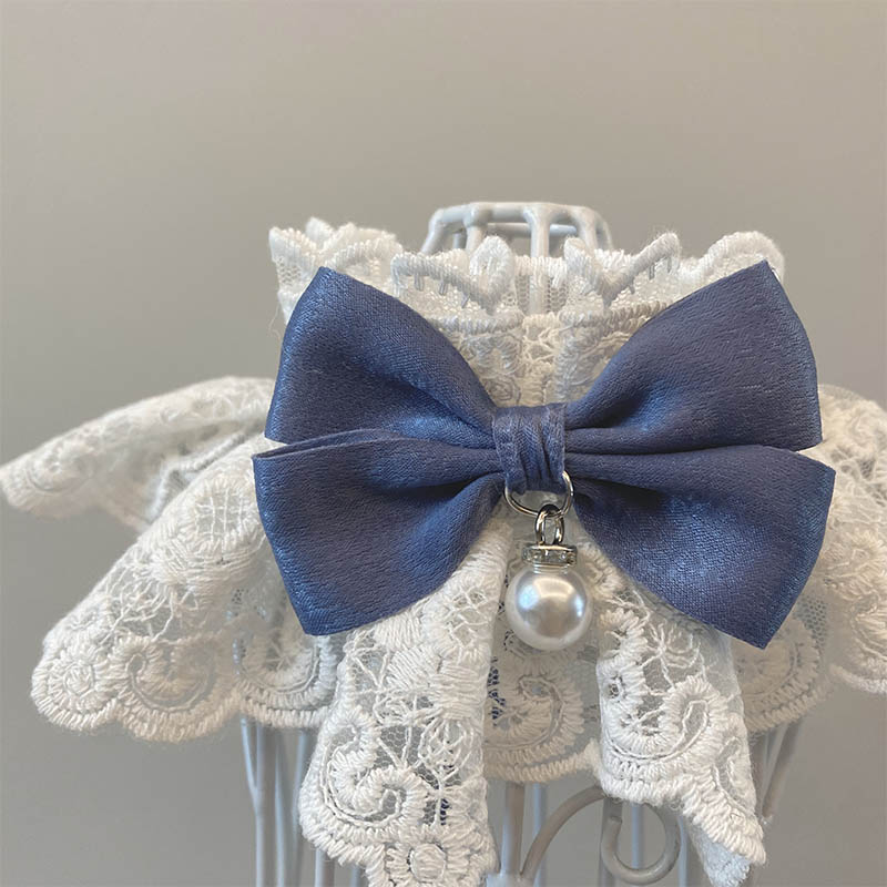 HKM-8975933 Elegant Cat Scarf with Bow and Bell ¨C Various Color Options Available