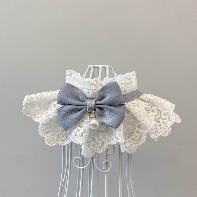 HKM-8975933 Elegant Cat Scarf with Bow and Bell ¨C Various Color Options Available