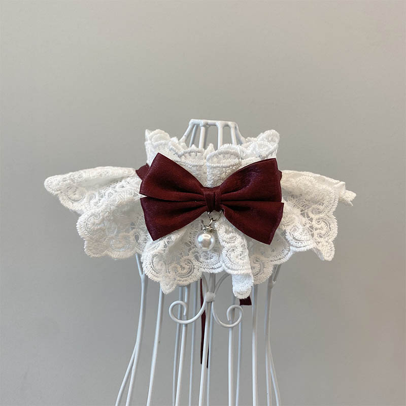HKM-8975933 Elegant Cat Scarf with Bow and Bell ¨C Various Color Options Available