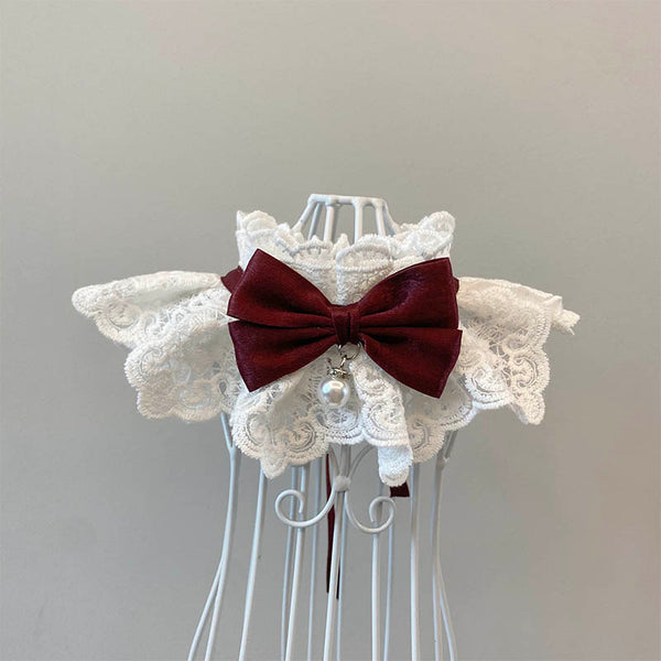 HKM-8975933 Elegant Cat Scarf with Bow and Bell ¨C Various Color Options Available