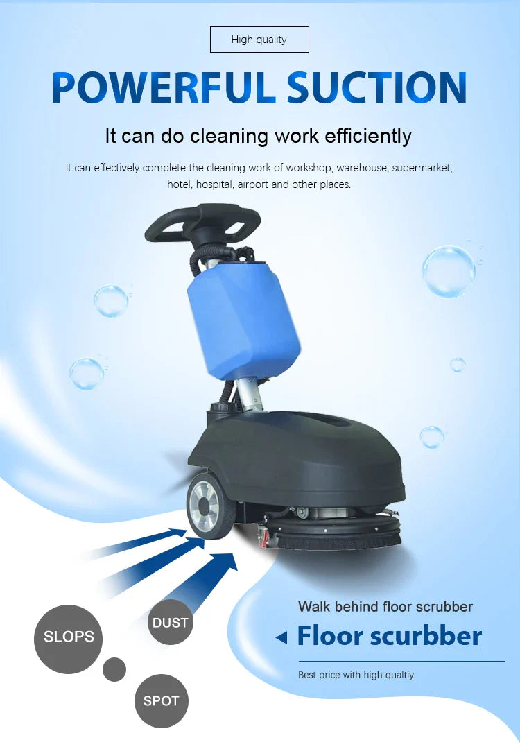 HKM-897619 15L Walk Behind Hand Push Floor Scrubber C350D 40KG for Effective Cleaning