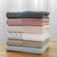 HKM-897619 Satin Dot Jacquard Cotton Face Towel - Thick, Soft, and Absorbent