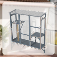 HKM-8977341 Outdoor Window Catio for Large Cats with Platforms and Scratching Post, Suitable for 2-3 Cats, Gray