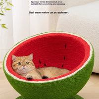 HKM-8977725 Large Watermelon Cat Nest with Integrated Sisal Scratching Board and Toy