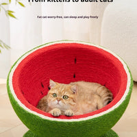 HKM-8977725 Large Watermelon Cat Nest with Integrated Sisal Scratching Board and Toy