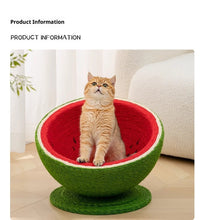 HKM-8977725 Large Watermelon Cat Nest with Integrated Sisal Scratching Board and Toy
