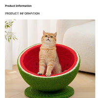 HKM-8977725 Large Watermelon Cat Nest with Integrated Sisal Scratching Board and Toy