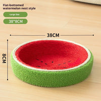 HKM-8977725 Large Watermelon Cat Nest with Integrated Sisal Scratching Board and Toy