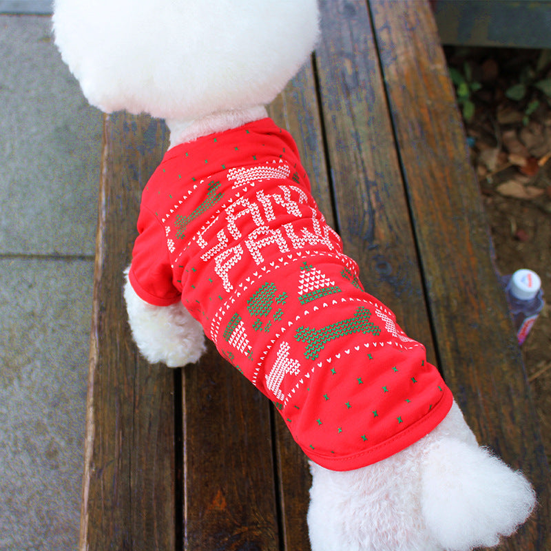 HKM-8977853 Cozy Christmas Teddy Clothes for Pets - Soft Polyester Cotton Attire