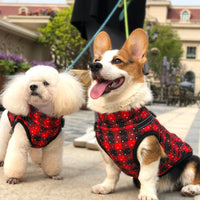 HKM-8978109 Warm Waterproof Reflective Pet Clothing for Autumn and Winter - Cotton Dog Vest in Snowflake and Plaid Patterns