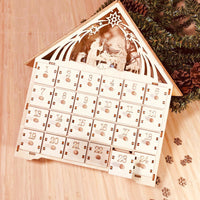 HKM-897811 DIY Wooden Christmas Calendar Gift Box - Basswood Decoration, 38x30x5cm, Carved Design