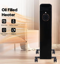 HKM-897811 Oil-Filled Radiator Heater with Adjustable Thermostat and Safety Features, 1500W to 2500W, 7-15 Fins
