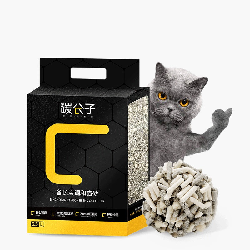 HKM-897875 Carbon Molecule Binchotan Charcoal Cat Litter with Pea Fiber and Corn Starch - 6.5L