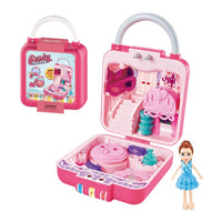 HKM-897875 Kids Pretend Play Makeup Set with Handbag and Suitcase for Dress-Up Fun