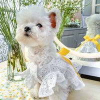 HKM-8980029 Daisy Flower Princess Dog Skirt with Hollow Bow, Polyester, Size XS-XL