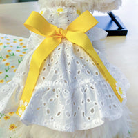 HKM-8980029 Daisy Flower Princess Dog Skirt with Hollow Bow, Polyester, Size XS-XL