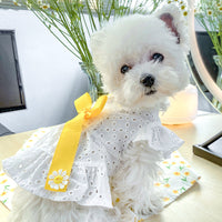 HKM-8980029 Daisy Flower Princess Dog Skirt with Hollow Bow, Polyester, Size XS-XL