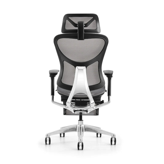 HKM-898131 Ergonomic Adjustable Office Chair with Headrest and Footrest, Full Mesh Design for Comfortable Workstation
