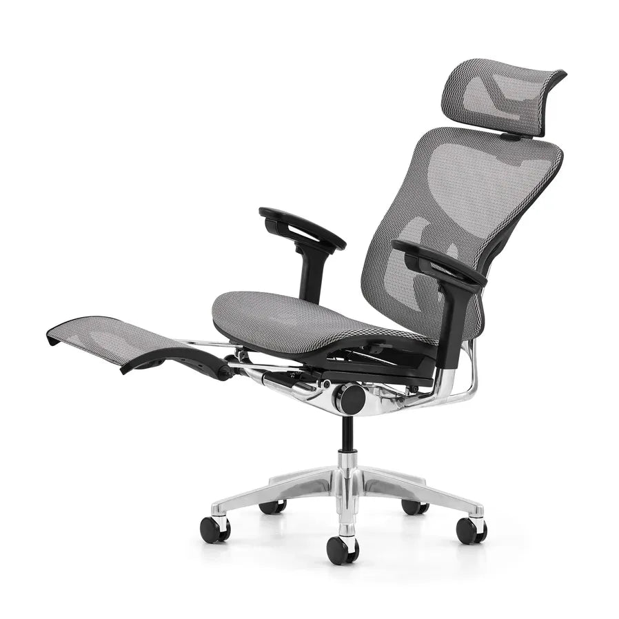 HKM-898131 Ergonomic Adjustable Office Chair with Headrest and Footrest, Full Mesh Design for Comfortable Workstation