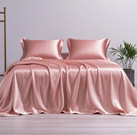 HKM-898195 Nordic Style Solid Color Silk Fitted Bed Sheet Set - Four Pieces