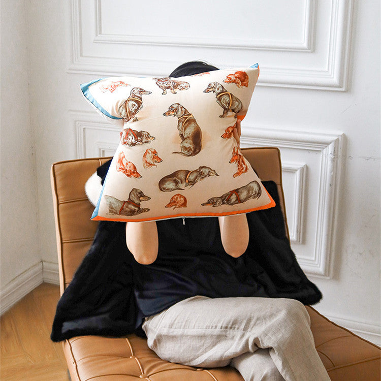 HKM-898259 Silk Feeling Puppy Pillow Cushion for Sofa, 48cm, Snowflake Design