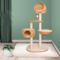 HKM-8982717 Integrated Multi-Layer Cat Climbing Frame in Imitation Rattan - Apricot, Off White, Blue, Pink, 78 x 58 x 160 cm