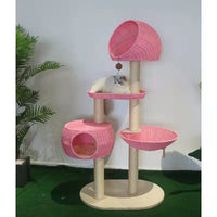 HKM-8982717 Integrated Multi-Layer Cat Climbing Frame in Imitation Rattan - Apricot, Off White, Blue, Pink, 78 x 58 x 160 cm