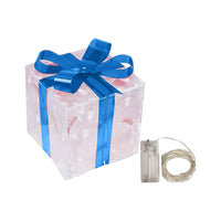 HKM-898323 Glowing Christmas Gift Box Ornament with LED Lights and Bow for Indoor and Outdoor Decoration