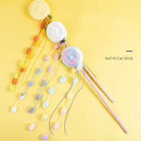 HKM-8984253 Colorful Plush Lollipop Shape Cat Teaser Toy for Playful Kittens