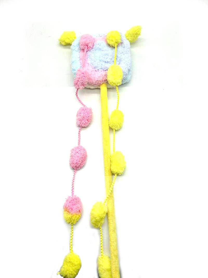 HKM-8984253 Colorful Plush Lollipop Shape Cat Teaser Toy for Playful Kittens