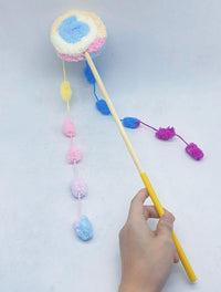 HKM-8984253 Colorful Plush Lollipop Shape Cat Teaser Toy for Playful Kittens