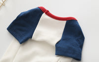HKM-8984509 Stylish Dog Sweatshirt with Embroidery in Peace Red and Blue Sleeves